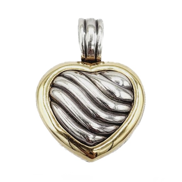 David Yurman Jewelry - David Yurman 18K & Sterling Silver Heart Locket Enhancer Pendant
